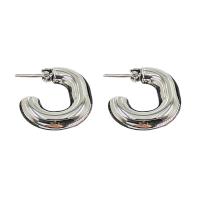Titan Stahl Ohrringe, Titanstahl, plattiert, Modeschmuck, Silberfarbe, 23x6x27mm, verkauft von Paar