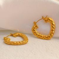Stainless Steel Leverback Earring, 304 Stainless Steel, Heart, plated, fashion jewelry, golden 