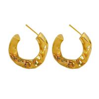 Brass Stud Earring, plated, fashion jewelry, golden 
