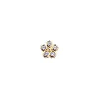 Sterling Silver Spacer Beads, 925 Sterling Silver, Flower, plated, DIY & micro pave cubic zirconia 