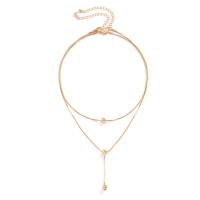 Fashion Multi Layer Necklace, Copper Coated Plastic, with brass chain, with 2.7inch extender chain, plated, Double Layer & fashion jewelry & for woman Approx 15.7 Inch, Approx 13.7 Inch 