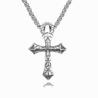 Zinc Alloy Necklace, Cross, silver color plated, fashion jewelry & Unisex Approx 60 cm 