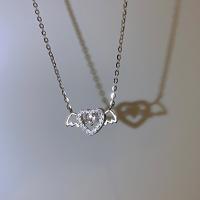 Rhinestone Zinc Alloy Necklace, Heart, fashion jewelry & for woman & with rhinestone Approx 17 Inch 