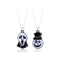 Zinc Alloy Necklace, silver color plated, 2 pieces & Unisex & Halloween Jewelry Gift Approx 17 Inch [