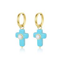 Turquoise Drop Earring, 316 Stainless Steel, with turquoise, Vacuum Ion Plating, fashion jewelry & for woman, two different colored 