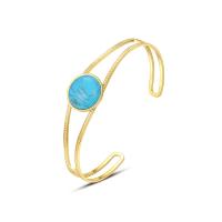 Stainless Steel Cuff Bangle, 316 Stainless Steel, with turquoise, Vacuum Ion Plating, Adjustable & fashion jewelry & for woman, two different colored, 4.5mm 