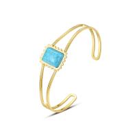 Stainless Steel Cuff Bangle, 316 Stainless Steel, with turquoise, Vacuum Ion Plating, fashion jewelry & for woman, two different colored, 18.8mm 
