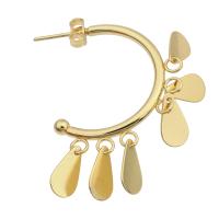 Brass Drop Earring, plated, fashion jewelry & for woman, two different colored 