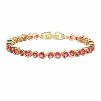 Кристалл браслеты, Латунь, с Кристаллы, плакирован золотом, ювелирные изделия моды & Женский, розовый, 6mm, длина:Приблизительно 18 см, продается PC