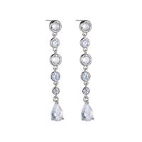 Cubic Zircon Brass Earring, with Cubic Zirconia, Teardrop, platinum color plated, fashion jewelry & for woman, clear 