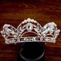 Bridal Tiaras, Zinc Alloy, with Crystal & Plastic Pearl, silver color plated, fashion jewelry & for woman, silver color, 140*60mm,330mm 