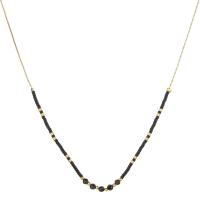 Glass Seed Beads Necklace, Brass, with Seedbead, with 5cm extender chain, gold color plated, for woman Approx 45 cm 