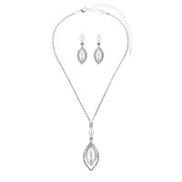 Rhinestone Jewelry Set, earring & necklace, with Brass, silver color plated, for woman, 5.5cm,3.8cm cm 