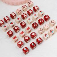 Printing Acrylic Beads, Square, DIY 14mm Approx 3.3mm [