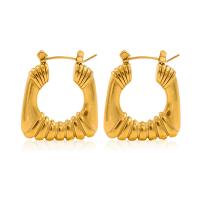 Edelstahl Baumeln Ohrring, 304 Edelstahl, plattiert, Modeschmuck, goldfarben, 21x23.2mm, verkauft von Paar