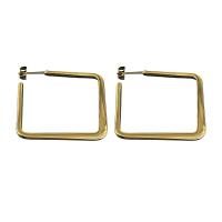 Stainless Steel Stud Earring, 304 Stainless Steel, Square, plated, fashion jewelry, golden 