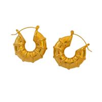 Edelstahl Baumeln Ohrring, 304 Edelstahl, plattiert, Modeschmuck, goldfarben, 10x28mm, verkauft von Paar