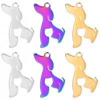 Stainless Steel Animal Pendants, 304 Stainless Steel, Dog, Vacuum Ion Plating, oval chain Approx 2mm cm 