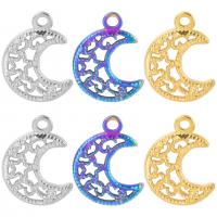 Stainless Steel Star Pendant, 304 Stainless Steel, Moon and Star, Vacuum Ion Plating, oval chain Approx 2mm cm 