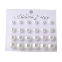 Pendiente de aleación de cinc con perlas plásticas, 12 piezas & Joyería & para mujer, más colores para la opción, 6mm/8mm/10mm/12mm, Vendido por Set