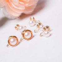 Freshwater Pearl Brass Earring, with Brass, fashion jewelry & for woman, golden 