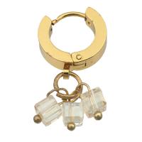 Huggie Hoop Drop Earring, Brass, with Crystal, gold color plated, fashion jewelry & for woman, two different colored 