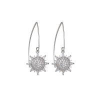 Cubic Zirconia Micro Pave Brass Earring, Flower, platinum color plated, fashion jewelry & micro pave cubic zirconia & for woman [