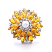 Zinc Alloy Snap Button Bracelet Clasp, Flower, platinum color plated, fashion jewelry & DIY & with rhinestone 18mm [