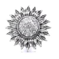 Zinc Alloy Snap Button Bracelet Clasp, Flower, platinum color plated, fashion jewelry & DIY & with rhinestone 18mm [