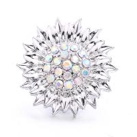 Zinc Alloy Snap Button Bracelet Clasp, Flower, platinum color plated, fashion jewelry & DIY & with rhinestone [