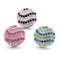 Zinc Alloy Snap Button Bracelet Clasp, Round, platinum color plated, fashion jewelry & DIY & with rhinestone [