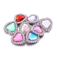 Zinc Alloy Snap Button Bracelet Clasp, Heart, platinum color plated, fashion jewelry & DIY & with rhinestone [
