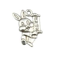 Zinc Alloy Animal Pendants, Rabbit, antique silver color plated, DIY Approx 0.2mm 