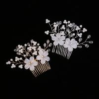 Decorative Hair Combs, Zinc Alloy, with Crystal & Plastic Pearl, handmade, fashion jewelry & for woman 