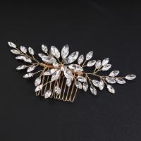 Decorative Hair Combs, Zinc Alloy, handmade, fashion jewelry & for woman & with rhinestone, golden 
