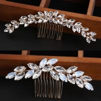 Decorative Hair Combs, Zinc Alloy & for woman & with rhinestone, golden, 55*110mm,44*130mm 