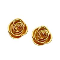 Zinc Alloy Stud Earring, Rose, real gold plated, fashion jewelry & for woman, golden, 25mm 