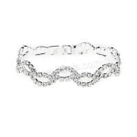 Rhinestone Brass Bracelets, with Brass, silver color plated, for woman, 8mm Approx 18 cm 