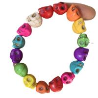 Синтетический Бирюзовый браслет, Синтетическая бирюза, Череп, Мужская, Много цветов для выбора, длина:Приблизительно 19 см, продается PC[