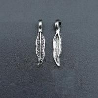 Zinc Alloy Feather Pendants, antique silver color plated, durable & Corrosion-Resistant & DIY Approx 