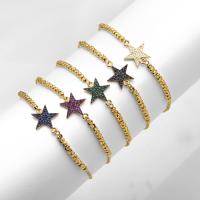 Bracelet cubique en laiton zircon pavent, étoile, Placage, bijoux de mode & pavé de micro zircon, plus de couleurs à choisir cm, Vendu par PC[