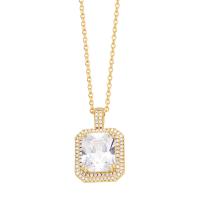 Cubic Zircon Micro Pave Brass Necklace, with 5cm extender chain, Square, plated, fashion jewelry & micro pave cubic zirconia cm [