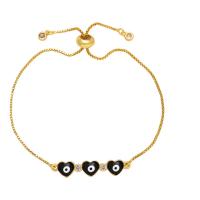 Evil Eye Jewelry Bracelet, Brass, Heart, plated, fashion jewelry & enamel cm 
