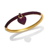 Cubic Zirconia Micro Pave Brass Bracelet, Heart, plated, fashion jewelry & micro pave cubic zirconia 5mm .6 cm 