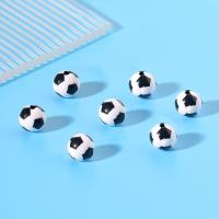 Printing Acrylic Beads, Football, DIY, white and black, 12mm Approx 2.5mm 