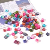 Acryl Schmuck Perlen, Quadrat, DIY, gemischte Farben, 5-8mm, Bohrung:ca. 1mm, ca. 65PCs/Tasche, verkauft von Tasche