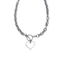 Titanium Steel Jewelry Necklace, Heart, polished, fashion jewelry & for woman & hollow, original color Approx 17.7 Inch 