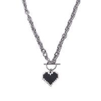 Titanium Steel Jewelry Necklace, Heart, polished, fashion jewelry & Unisex, original color Approx 17.7 Inch 