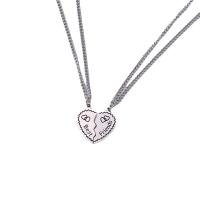 Titanium Steel Puzzle Friendship Necklace, Heart, polished, 2 pieces & sideways chain & Unisex & with letter pattern, original color Approx 23.6 Inch 