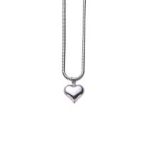 Titanium Steel Jewelry Necklace, with 2inch extender chain, Heart, polished, snake chain & for woman, original color Approx 17.7 Inch 
